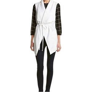 NYDJ White Cape Front Tie Sleeveless Jacket Women’s Size Large